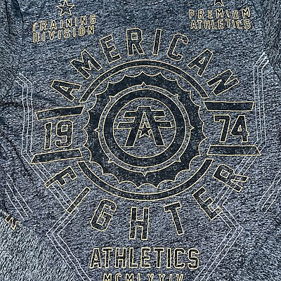#ad Buckle American Fighter Long Sleeve Double Sided Graphic Shirt SZ M Black Gray $19.99