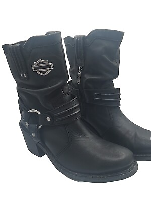 #ad Harley Davidson Women#x27;s Jade Black Boots Zipper Inside Size 8M $73.00