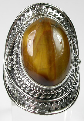 #ad BOLD TIGER EYE Ornate Statement RING in STERLING SILVER $190.00