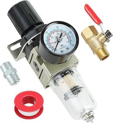 Hromee 1 4 Inch Air Compressor Filter Regulator Combo Water Oil Separator with $28.36