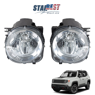 #ad Pair Left Right Front Headlights Headlamps Clear For 2015 2018 Jeep Renegade $84.52