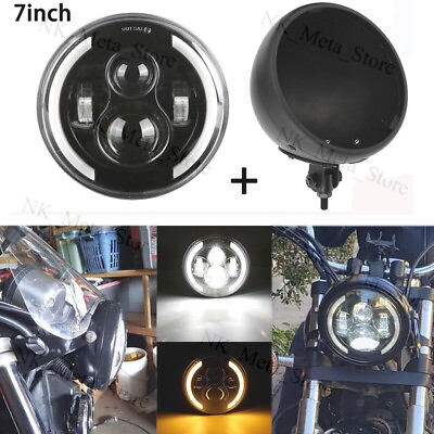 #ad DOT 7 inch LED Headlight Housing Bracket Bucket For Harley Glide Softail FLHX $76.28