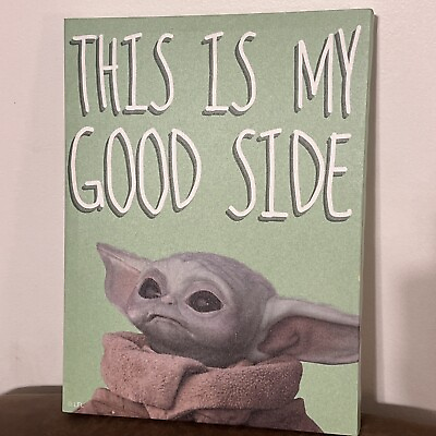 #ad Baby Yoda Star Wars Mandalorian This Is My Good Side Canvas Wall Decor 12x16” $12.95