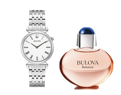 #ad Bulova Regatta Women#x27;s Quartz Silver White Dial Perfume Watch Set 30MM 96L275 $88.99