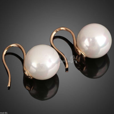 #ad New 10mm White South Sea Shell Pearl Drop Dangle Earrings Gold Hook AAA $3.01