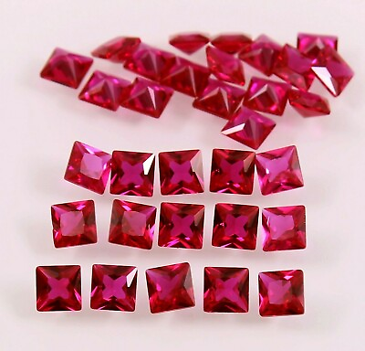 #ad 4x4 MM Natural Flawless Mozambique Red Ruby Loose Square Gemstone Cut 5 Pcs Lot $19.24