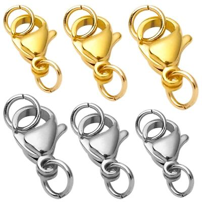 #ad 30pcs Stainless Steel Lobster Clasp with Jump Rings for Diy Chain Necklace Brace $4.99