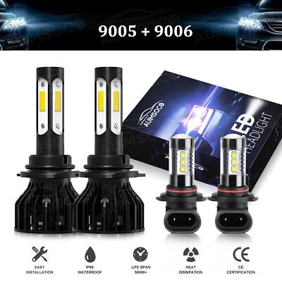 #ad For Acura TL 2002 2003 4pcs 6000K White LED Headlight High Low Beam Fog Bulbs $36.98