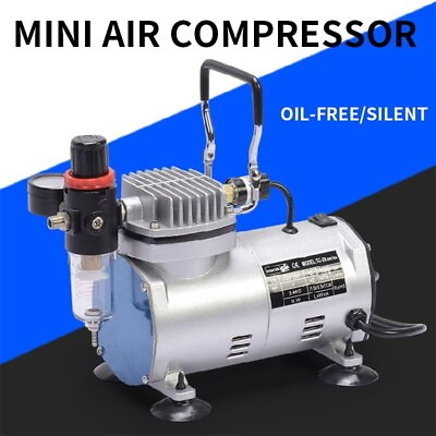 #ad Air Compressor Small Air Pump Oil free Spray Painting Leather Furniture Touch up $118.04