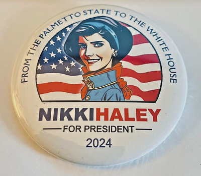 #ad Nikki Haley 2024 President Campaign Pin Button Badge Pinback Candidate $5.99