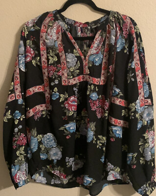 #ad Tolani Collection long sleeve floral blouse XL $22.67