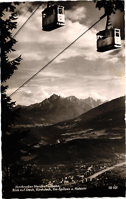 #ad RPPC Real Photo Postcard Aerial Tram Innsbruck amp; Mountains Austria Posted 1959 $7.38