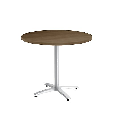 #ad HITOUCH BUSINESS SERVICES 36quot; Round Pinnacle Laminate Seated Height Silver Base $547.80