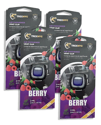#ad TrexNYC Car Air Fresh Vent Clips Car Odor Eliminator Berry 0.07 FL.OZ 4 Pack $12.69