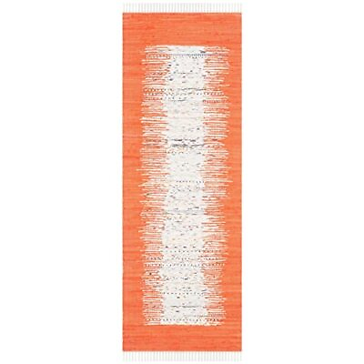 #ad #ad Montauk Collection Runner Rug 2#x27;3quot; x 6#x27; Ivory amp; Orange Handmade Stripe Fr... $42.49