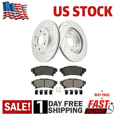 #ad Rear Drilled Rotors Brake Pads for Toyota Sienna Highlander Lexus RX350 RX450H $79.31