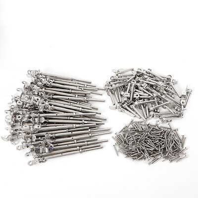#ad 50 pcs Stainless Steel Tensioner Hardware Kit for 3 16quot; Cable Wire Railing USA $220.50