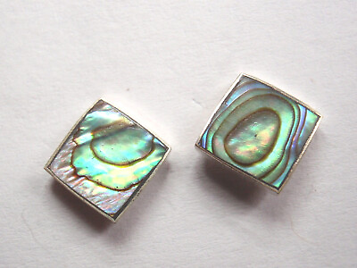 #ad Abalone Square 925 Sterling Silver Stud Earrings 7mm Square $12.99