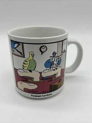 #ad Vintage 1987 Far Side Coffee Mug Parakeet Furniture Gary Larson $11.33