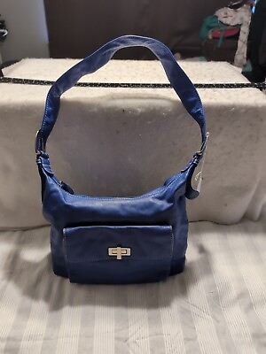 #ad iLi Blue Pebbled Genuine Leather Hobo Shoulder Bag READ $27.00