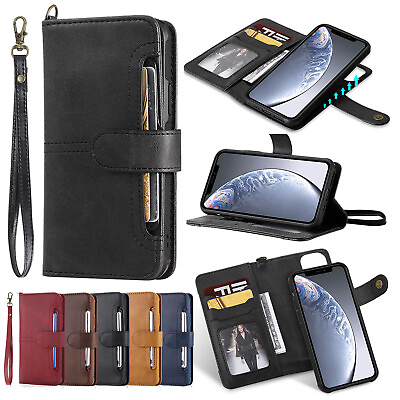 #ad Removable Magnetic Flip Leather Wallet Case Fr iPhone 14 15 Pro Max 13 12 11 8 7 $15.99