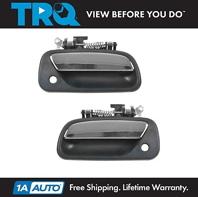 #ad TRQ Door Handles Exterior Outside Front Chrome amp; Black Pair Set for Toyota T100 $49.95