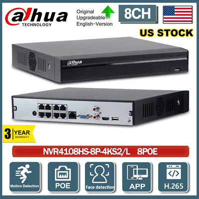 #ad DAHUA 8CH 8POE Network Video Recorder 10TB Storage Capacity NVR4108HS 8P 4KS2 L $171.00