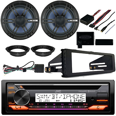 #ad JVC CD Receiver 2x 6.5quot; Speakers w Harley Adapter Steering Radio Install Kit $316.49