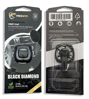 #ad TrexNYC Car Air Fresh. Vent Clip Car Odor Eliminator Black Diamond 0.07 FL.OZ $8.36