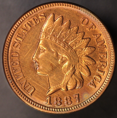 #ad 1887 INDIAN CENT TONED FRESH FROM ORIGINAL COLLECTION LOT 7877 $229.99