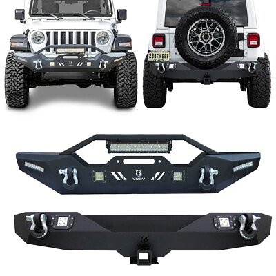 #ad Vijay Front Rear Bumpers with Winch Plate fits 2018 2023 Wrangler JL JLU $579.99