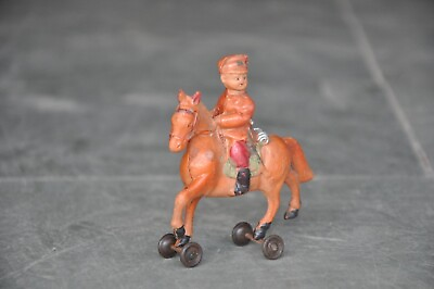#ad Vintage Fine Celluloid Horse Rider Commander Soldier Toy Japan $40.50