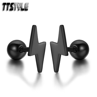 #ad TTStyle Black Surgical Steel Lighting Ear Cartilage Tragus Earrings NEW AU $8.99
