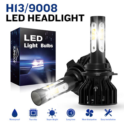 #ad 10000K 2Pcs H13 9008 LED Headlight Bulbs Kit High Low Beam Super Bright White $29.99