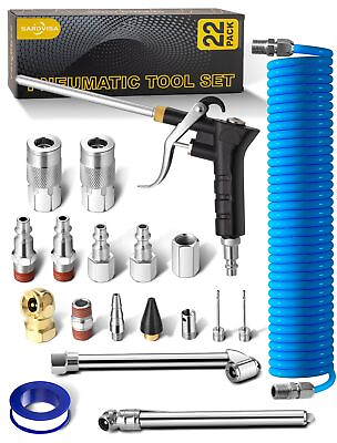 #ad 22 Packs Air Compressor Accessories Kit 25FT Upgrade Repairable Air Hose wit... $32.35