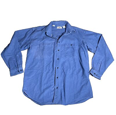 #ad L.L. Bean Chamois Cloth Flannel Shirt Blue USA Made Mens Large Tall Heavy Soft $26.49