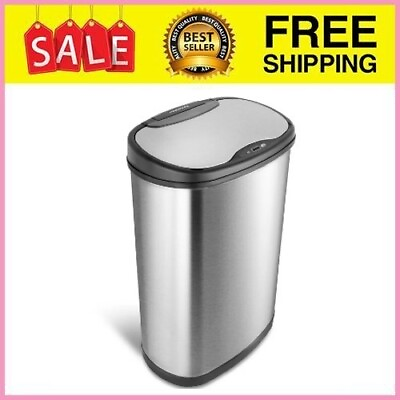 #ad Nine Stars 13.2 Gallon Trash Can Touchless Kitchen Trash Can Stainless Steel w $46.75