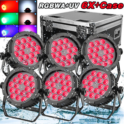 #ad 270W Waterproof RGBWA UV Party Light 18LED Par Light DMX Stage Lighting w Case $436.99