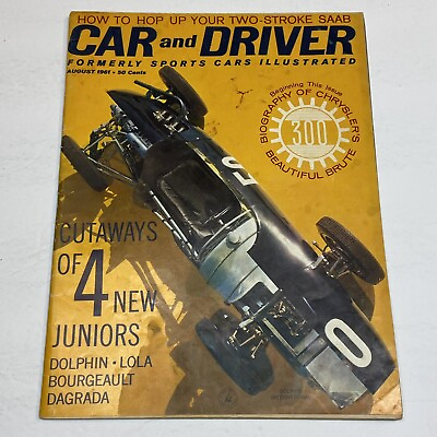 #ad Car and Driver Magazine August 1961 Saab Dolphin Lola Dagrada Bourgeault Juniors $9.99