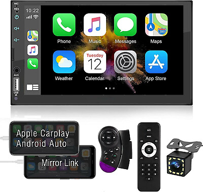 #ad 7quot; Car Radio Apple Andriod Carplay BT Car Stereo Touch Screen Double 2DinCamera $59.99