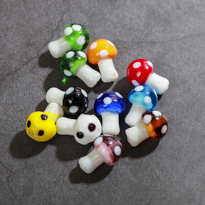 #ad 50pcs Glass Mushroom DIY New Jewelry Handmade Beaded Loose Beads $7.99