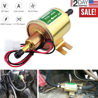 #ad Inline Fuel Pump 12v Electric Transfer Low Pressure Gas Diesel Fuel Pump HEP 02A $7.75