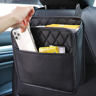 #ad PU Leather Car Seat Back Storage Bag Organizer Holder Fade Resistant Durability $19.54