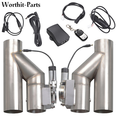 #ad 2Pcs 2.5quot;Electric Exhaust Downpipe E Cut Out Valve One Controller Remote Kit $96.00