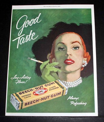 #ad 1952 OLD MAGAZINE PRINT AD BEECH NUT PEPPERMINT GUM GOOD TASTE amp; LONG LASTING $12.99