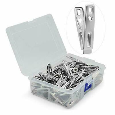 #ad 60 PCS Strong Stainless Steel Clothes Pins Metal Laundry Pegs with Storage $12.40