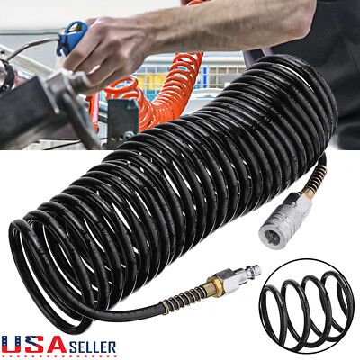 #ad #ad 1 4quot; NPT 25FT Air Compressor Recoil Hose Line Spring Tube Coil Tools Kit 200PSI $13.00