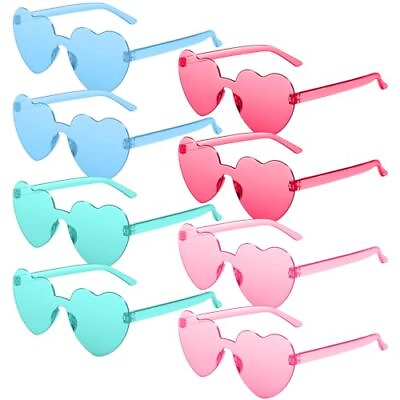 #ad 8 Pack Heart Sunglasses Heart Shaped Sunglasses with 4color Blue pink $14.36