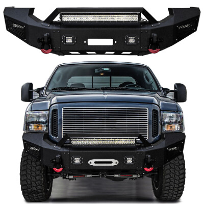 #ad For 2005 2007 Ford F250 F350 Front Bumper Textured w Winch Plateamp; Light $819.99