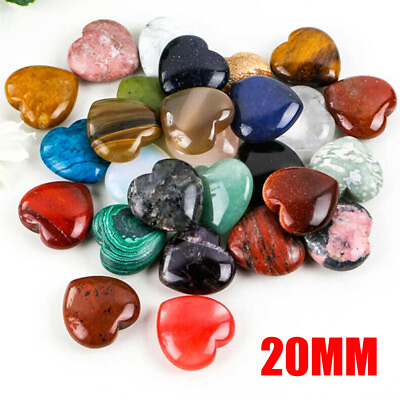 #ad Wholesale 20mm Natural Stone Crystal Carved Heart Healing Love Gemstone USAA $12.99
